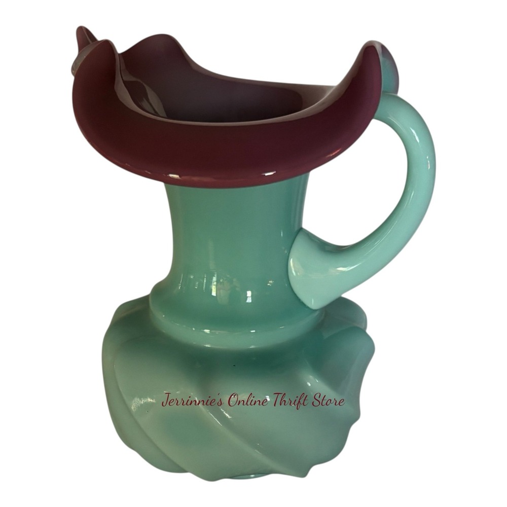 Fenton Art Glass Teal & Plum‎ Jack-in-the-Pulpit Compote